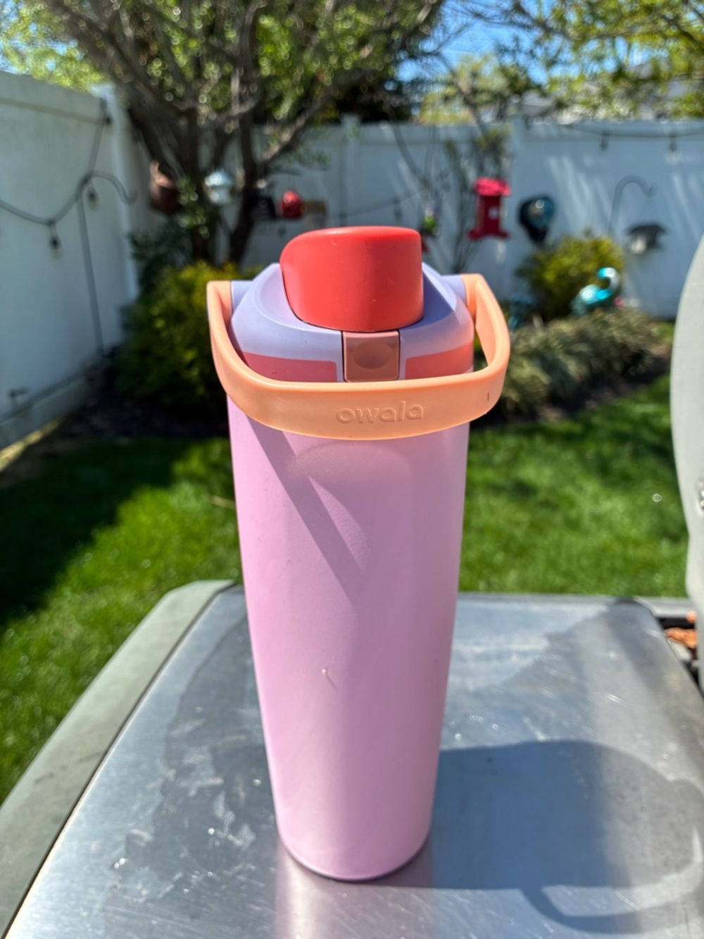 Owala Pink Insulated Water Bottle with Coral Handle